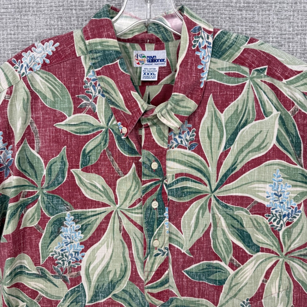Vtg 90's Reyn Spooner Sz 3XL Red Bold Floral Popover‎ Hawaiian Tropical Kloth